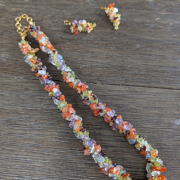 Stauer Vintage Rainbow Semi-Precious Torsade Necklace and Hook Earrings Set - Picture 1 of 4